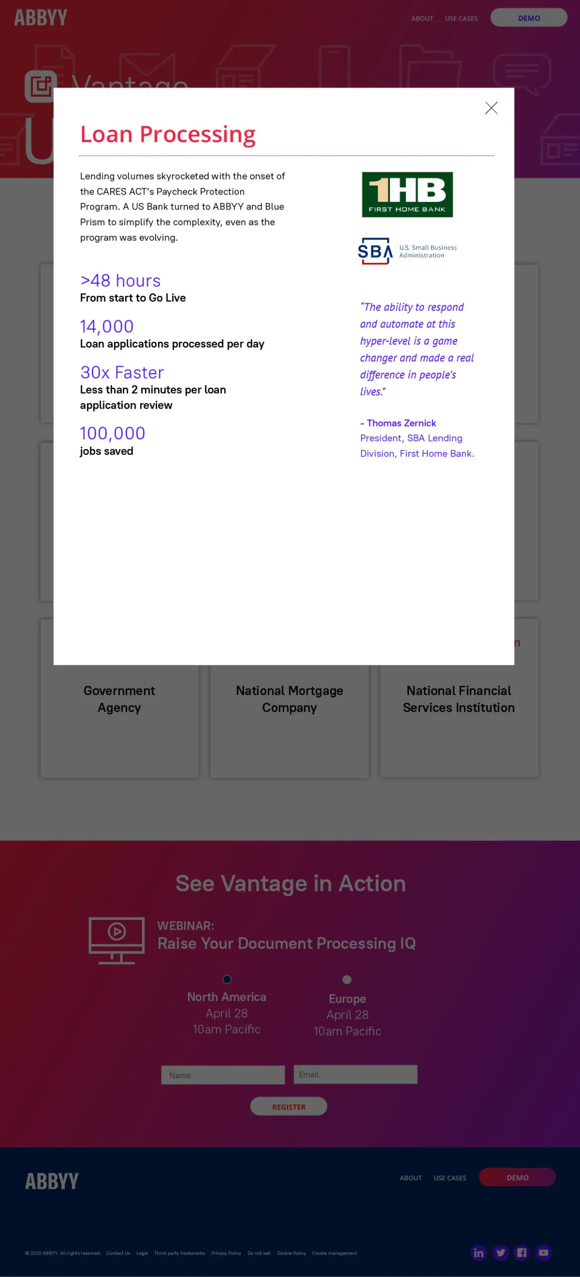 Vantage by ABBYY: Use Case Popup